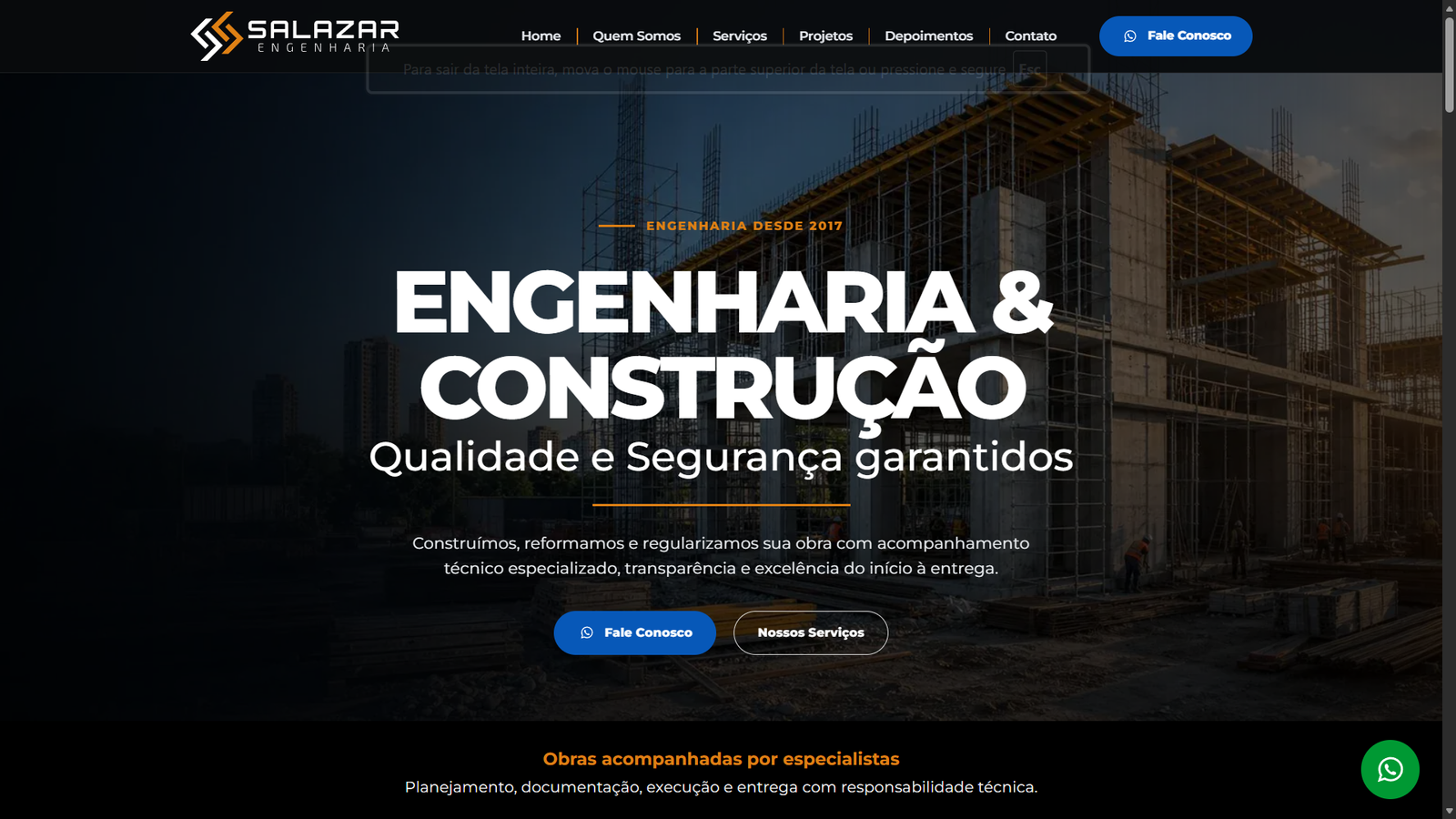 Salazar Engenharia — desktop